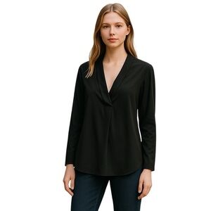 Periphery Black Draped Crepe Top | Size 4
